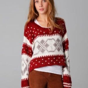 Free People Cropped Fair Isle Pullover Sweater S